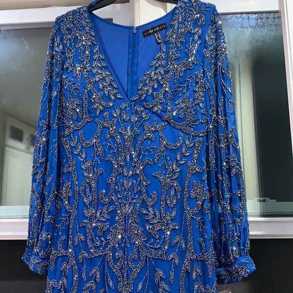 Aidan mattox fully beaded long sleeve V-Neck long gown - Picture 10 of 16